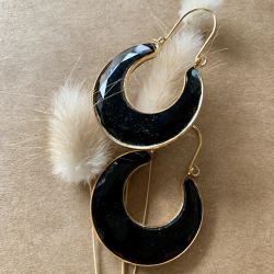 Boucles d'oreilles femme, doré, macramé - Le petit Souk